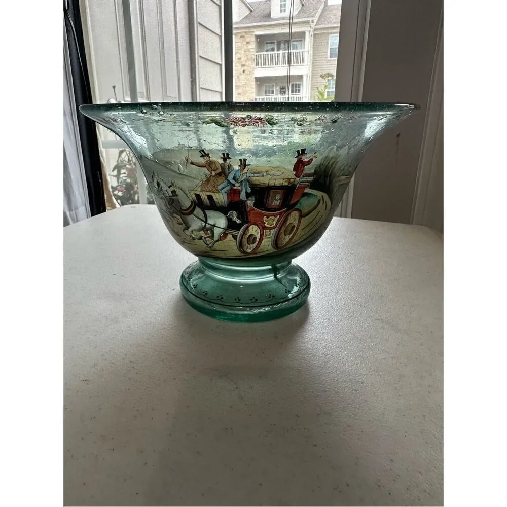Extremely Rare Ludwig Moser Hand Blown, Hand Painted Enamel Bowl 🛑